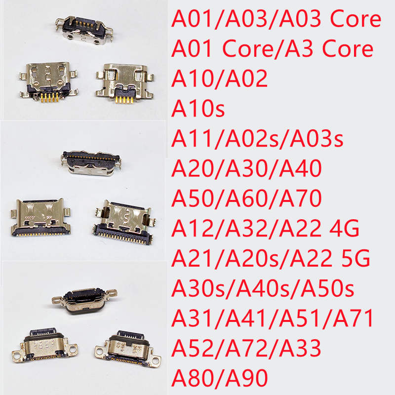 10 Uds para Samsung A12 A10s A21s A11 A20s A22 A32 A33 A01 A30s A31 A51 A50s A71 A70s A52 A72 conector de puerto de carga USB