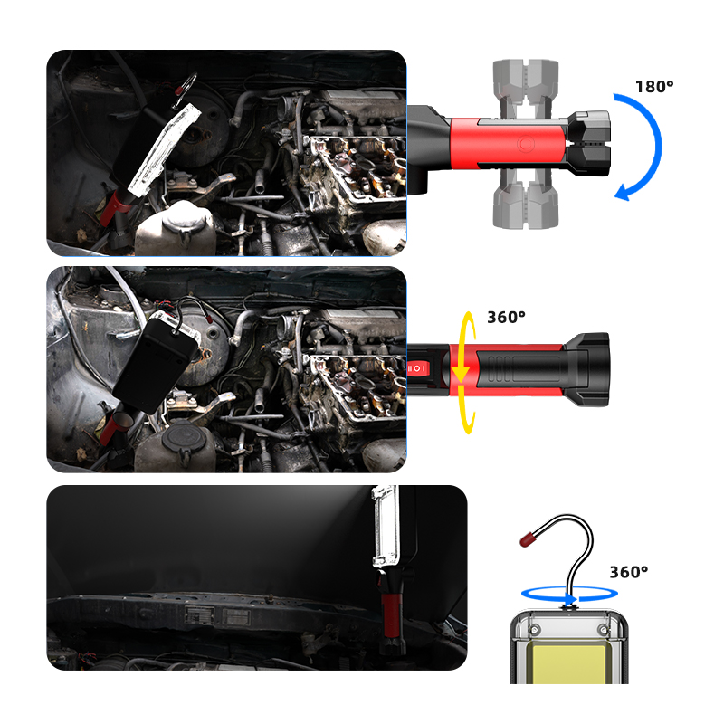 Lampe de travail Led COB projecteur 8000LM lampe Rechargeable utilisation 2*18650 batterie Led Portable lumière magnétique crochet pince étanche