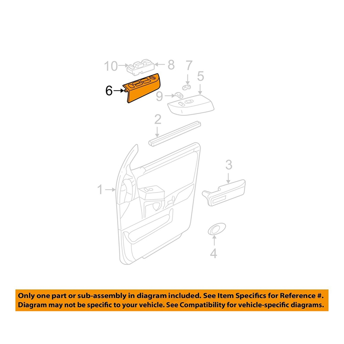 Sakelar pengangkat kaca jendela samping mobil, penutup Panel pemangkas 6L1Z-14525-untuk ekspedisi 2003-2006