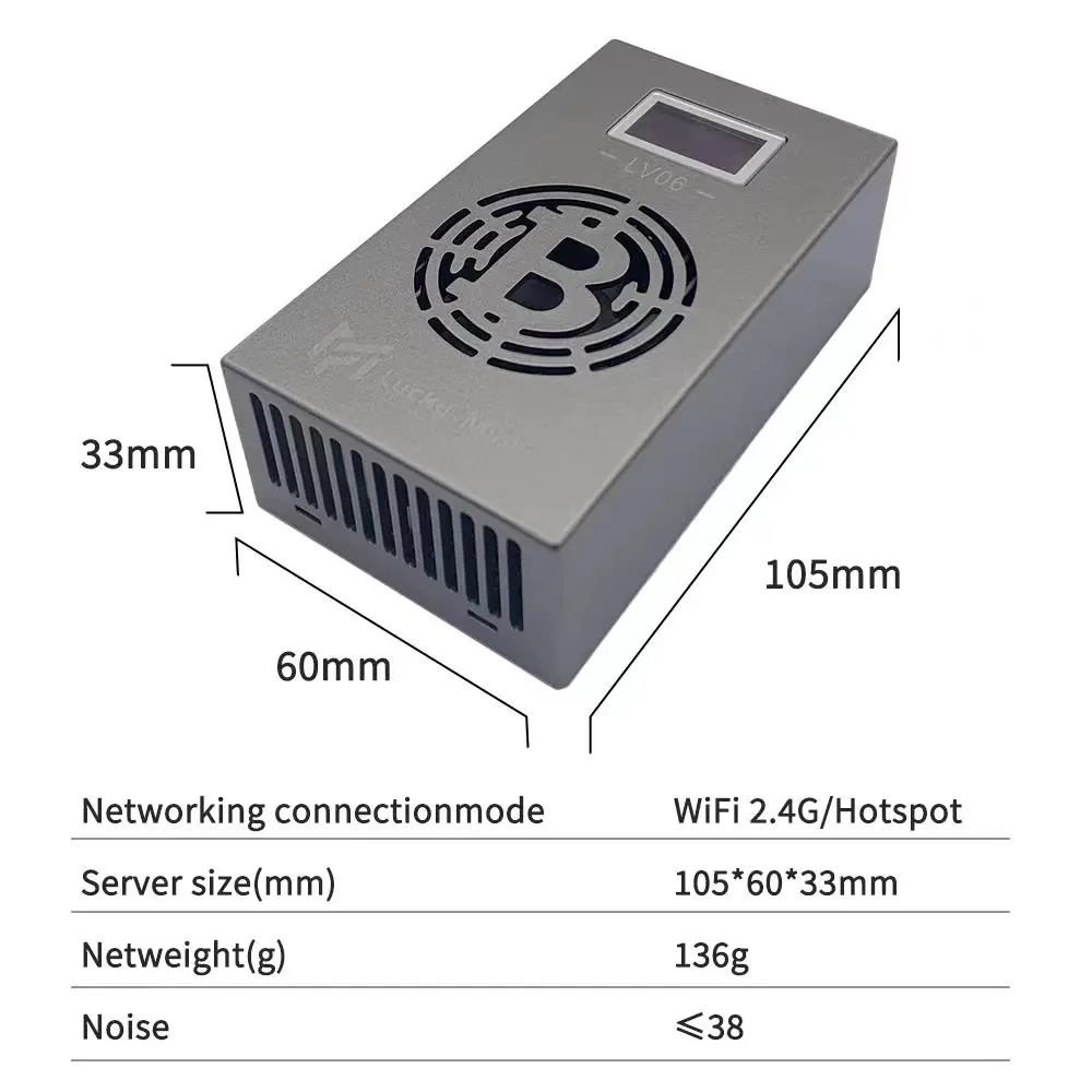 Lucky Miner-máquina de minería de Bitcoin LV06, SHA-256, 500Gh/S ASIC, uso doméstico, BTC Solo, múltiples modos de minería, 2024