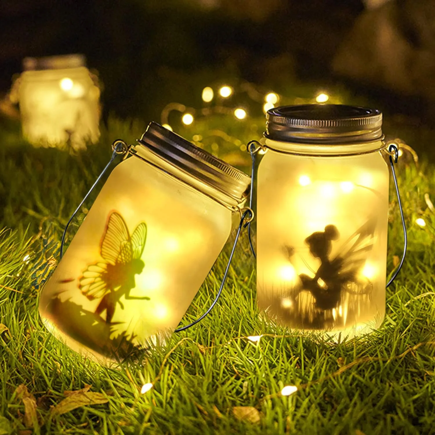 Solar Mason Jar Licht Solar Laterne Lichterkette Wasserdicht IP65 Hängen Stehende Solar Lampe Garten Ornament Für Terrasse Rasen