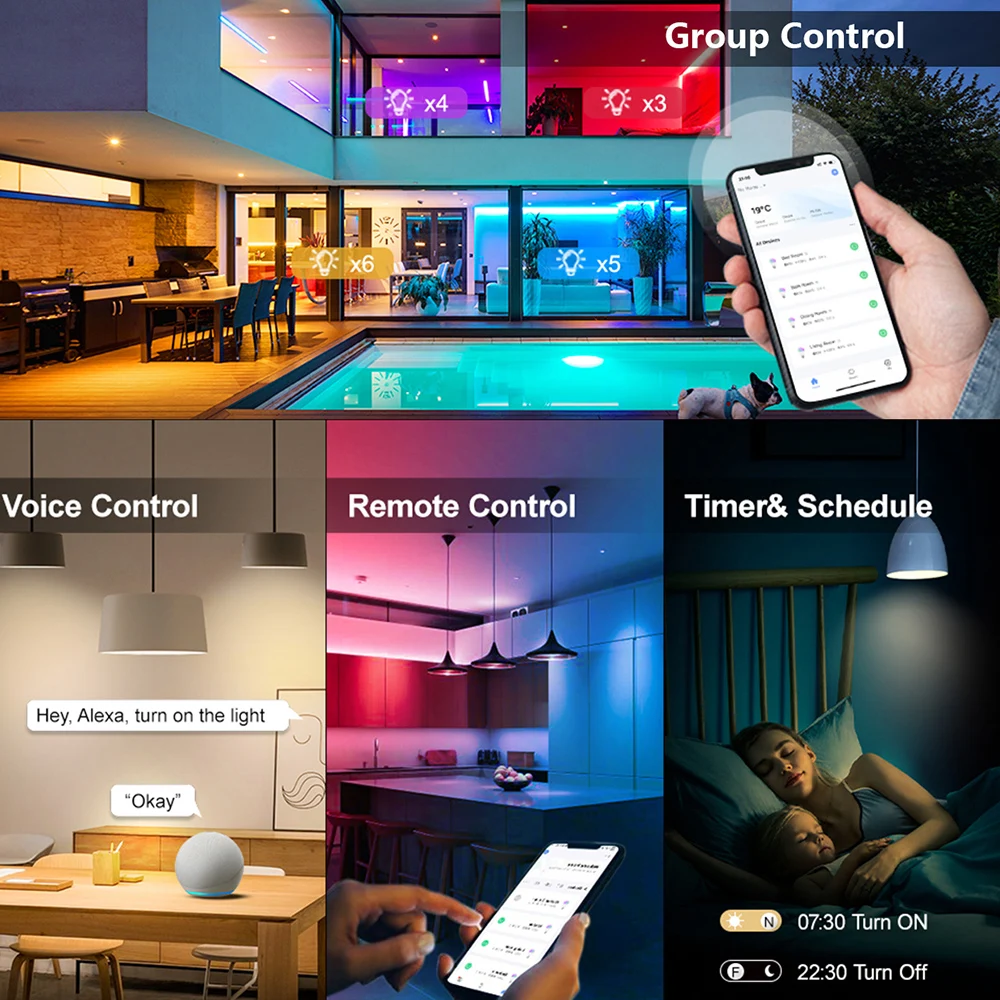 GU10 Zigbee/Wifi Lampadina a Led RGB CW WW Faretti Lampadine a Led Lampada a Led Intelligente Funziona con Alexa Echo Hub Google Yandex Smartthings