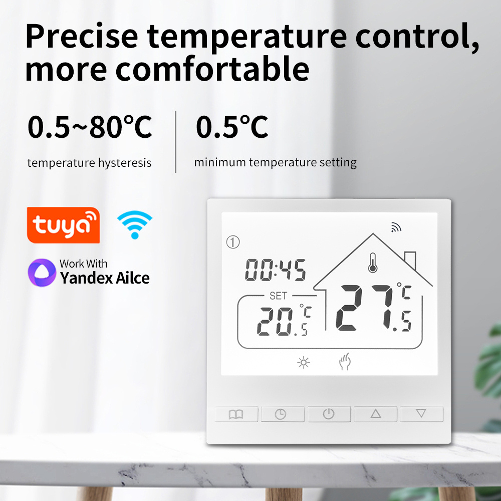 Inteligente tuya wifi água/elétrico piso aquecimento termostato água caldeira a gás controle de temperatura trabalho voz com alexa google