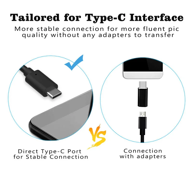 Adjustable 7.0mm USB Type-C Endoscope Camera Android PC 2m Flexible Snake Inspection Scope Borescope Camera with 6LEDs