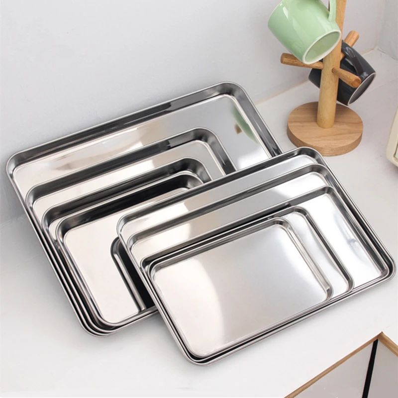 Hình Chữ Nhật Hấp Xúc Xích Mì Khay Chứa Trái Cây Inox Món Ăn Nhà Hàng Khách Sạn Bếp Bánh Ngọt Nướng Thực Phẩm Tấm