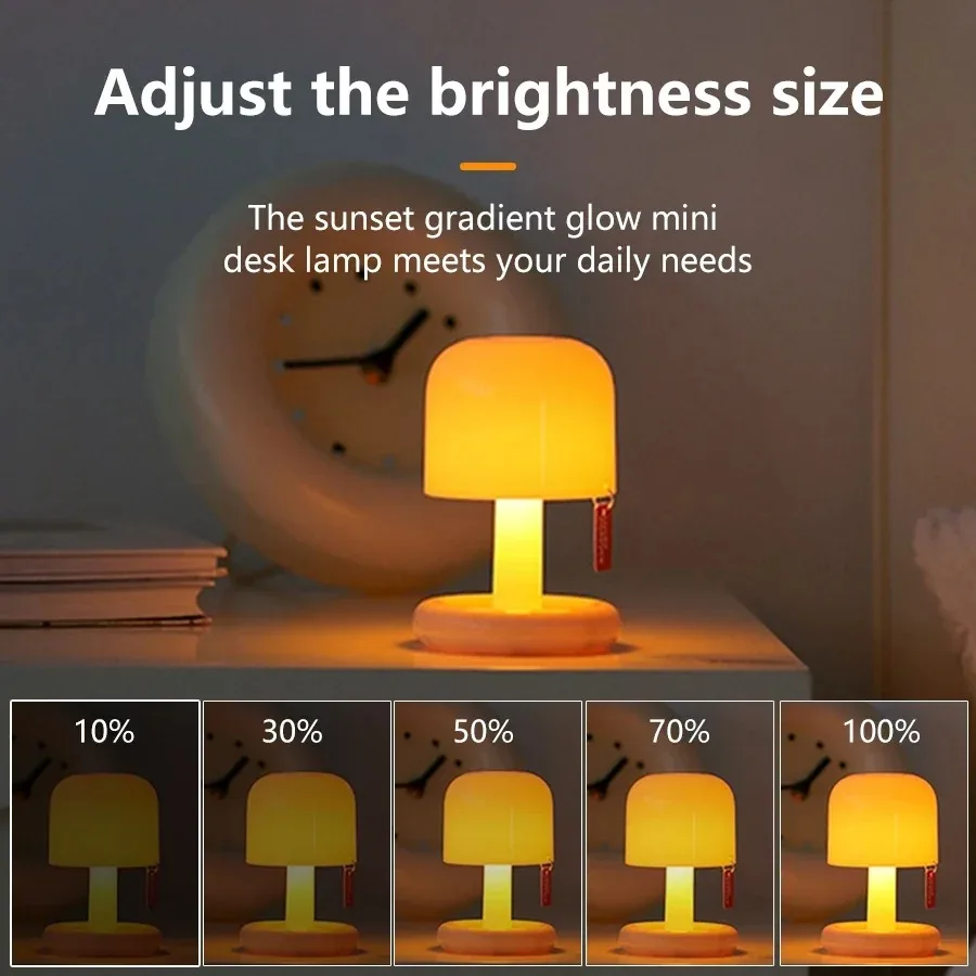 Lampada da tavolo a LED con luce notturna al tramonto Mini USB ricaricabile da scrivania Comodino Camera da letto Bar Arredamento della stanza Atmosfera Luce d'atmosfera minimalista