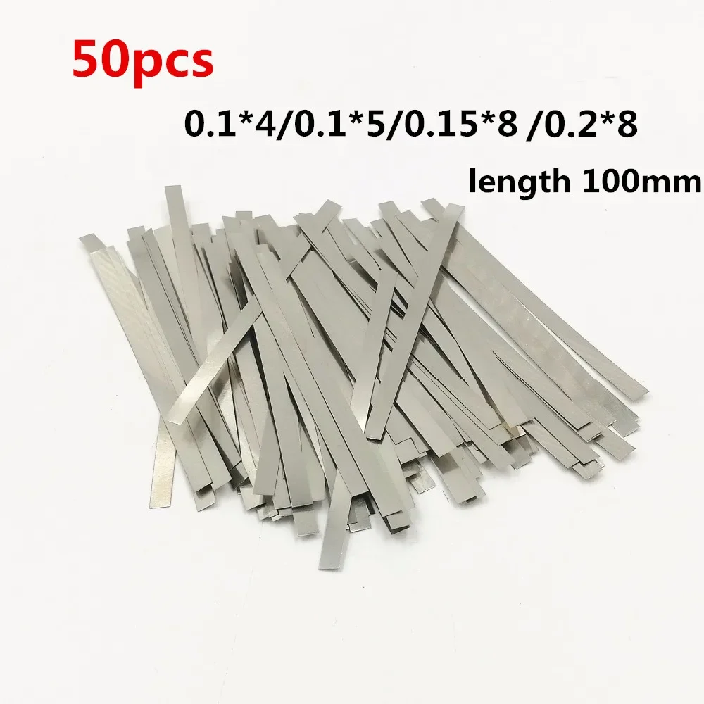50 Uds. Tira de acero niquelado, placa de níquel, hojas de tira para máquina de soldadura por puntos de batería 18650, soldador por puntos
