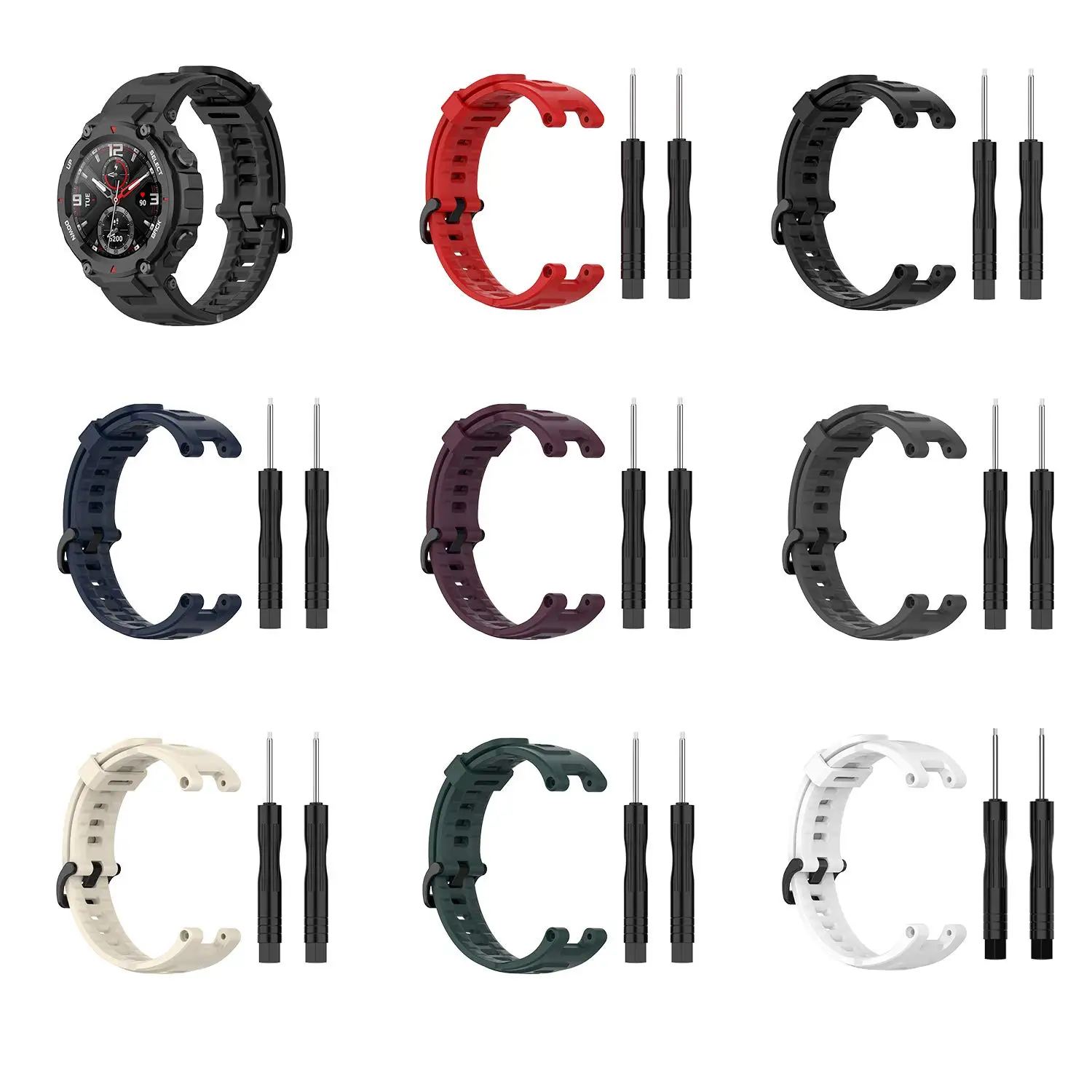 Pulseira de silicone para amazfit T-REX t-rex pro pulseira de relógio inteligente t-rex relógio inteligente pulseira esportiva com acessório de ferramenta