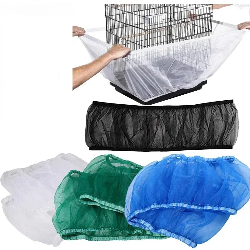 Morsbestendig Ronde Vierkante Vogelkooi Cover Flight Feather Guard Anti-Spill Voedsel Cover Anti-Overflow Kooi Netto Cover voor Papegaai