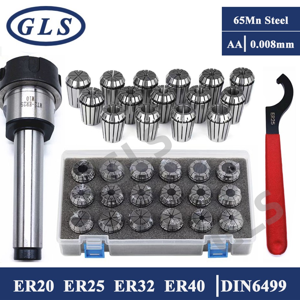 Zestaw ER20 ER25 ER32 ER40 ER Collect Chuck Spring Clamps ChuckMorse Holder MTB2 MTB3 MTB4 MTB5 Tool Holder Suit CNC Milling