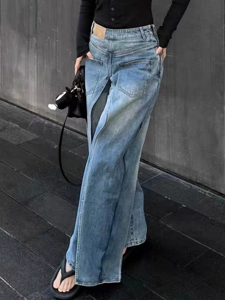 ゴミ Y2K スタイルニューロックヒップホップだぶだぶワイドレッグジーンズパンツ女性 90S 服ヴィンテージストレートレディデニムパンツ Ropa Mujer