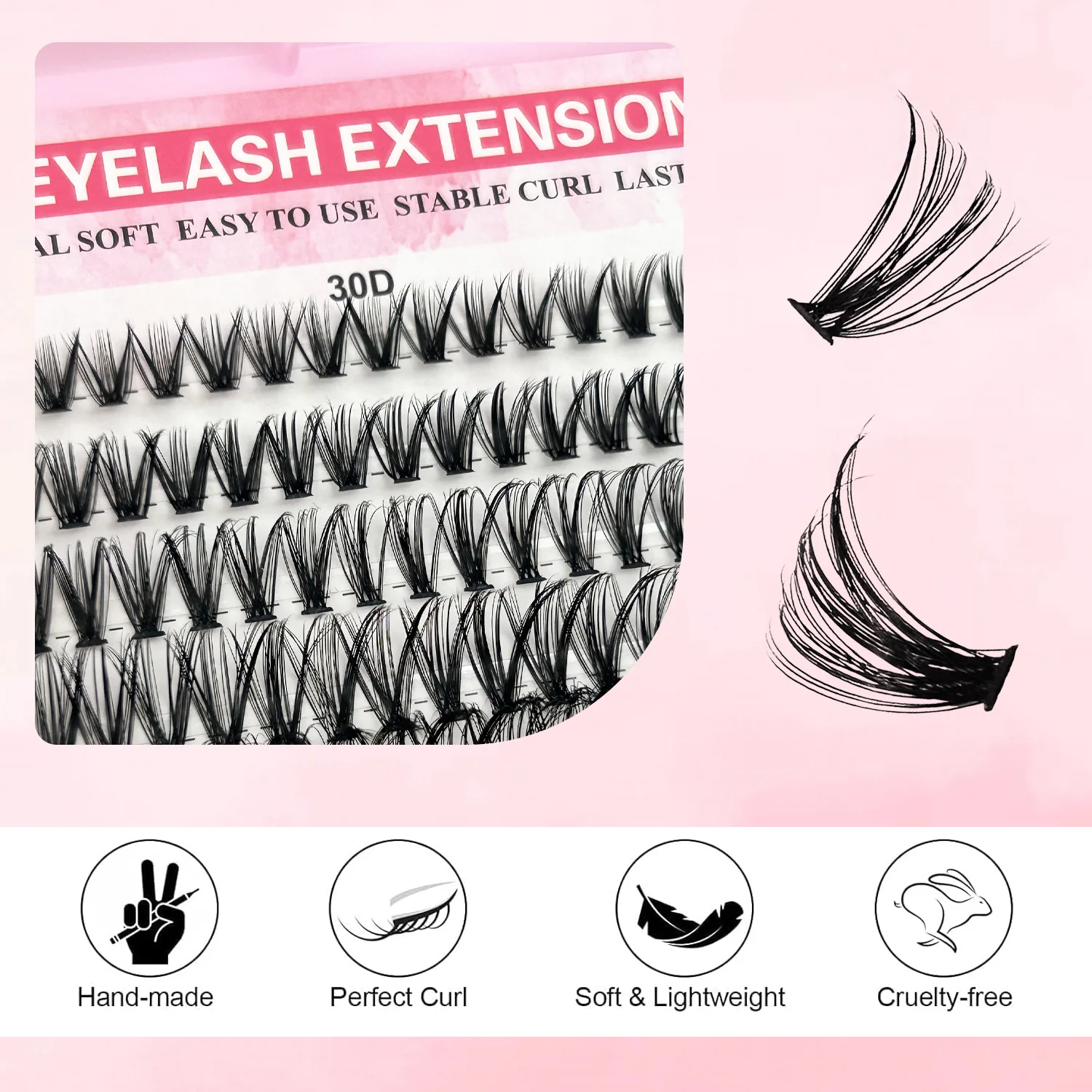 Miaojie kit de extensão de cílios diy, 720 peças, clusters de cílios individuais, kit com ligação e vedação de cílios, cílios naturais finos