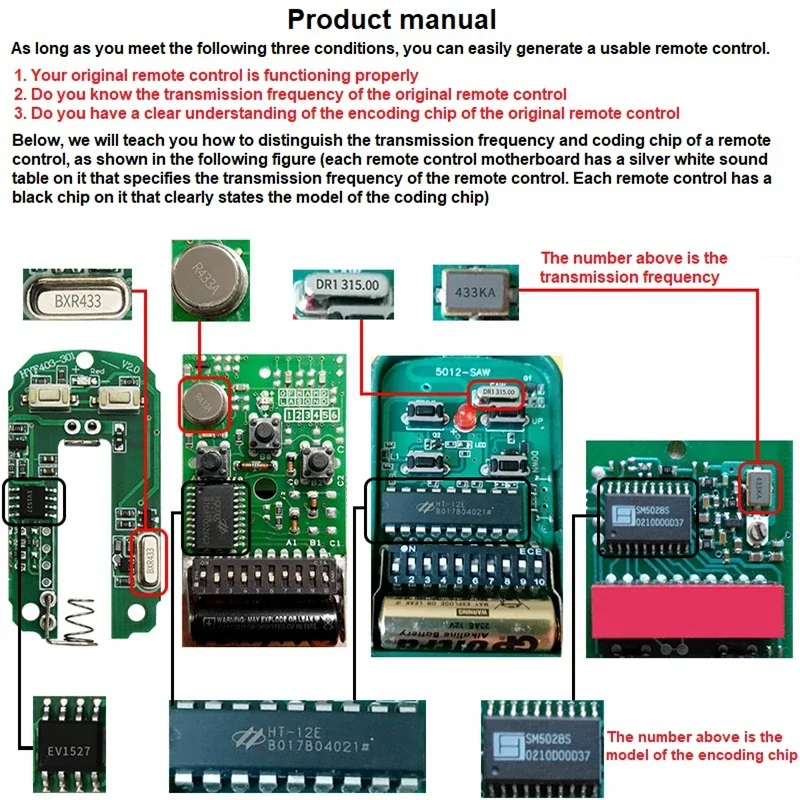 Universal Cloning Duplicator Key Remote Control 433MHZ 433.92MHZ Clone Fixed Learning Rolling Code For Gate Garage Door