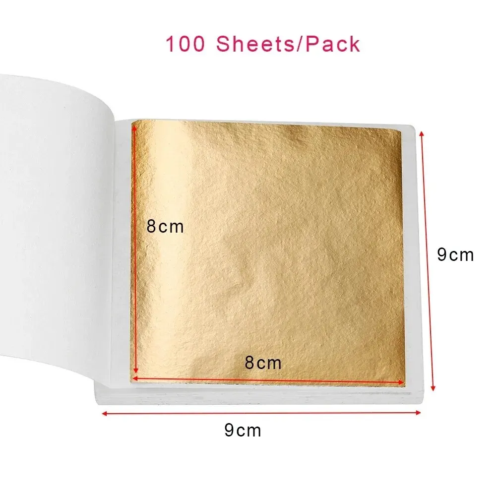 100 แผ่นเลียนแบบทองฟอยล์กระดาษ Leaf Gilding DIY อีพ็อกซี่เรซินแม่พิมพ์ซิลิโคนเครื่องประดับทําบรรจุตกแต่งเรซิ่นหัตถกรรมเครื่องมือ