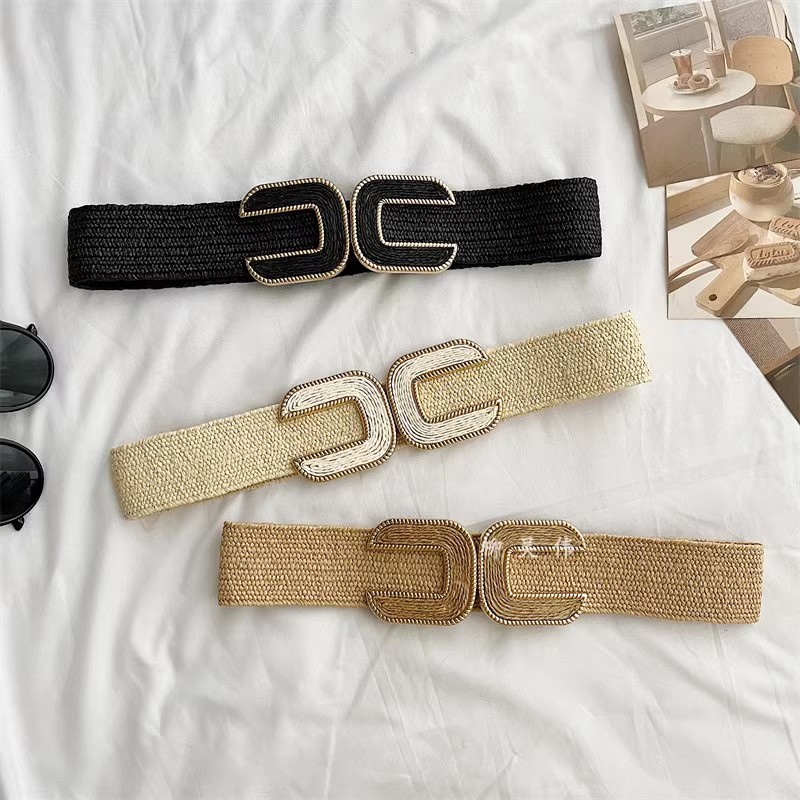 Espartilho de malha elástica feminino, feminino, cós com casaco, decoração de vestido, cinto largo, J234, moda