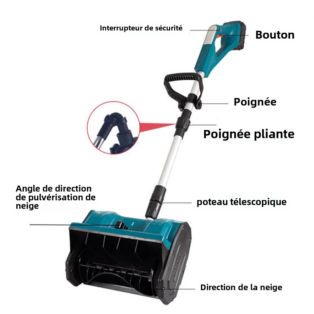 Nouveau chasse-neige électrique sans brosse d'hiver, balayeuse à neige électrique au Lithium, pelle à neige sans fil, cour rue pour batterie Makita