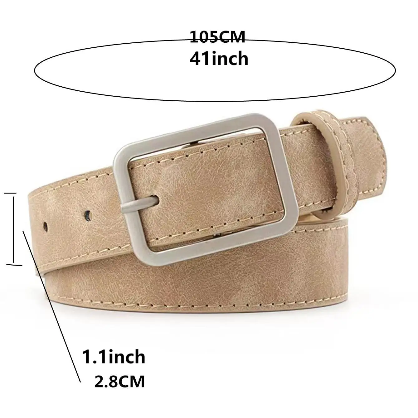 Zomer dames retro matte riem, zilveren vierkante naald, veelzijdig, trendy, modieus, gepersonaliseerde decoratieve taille