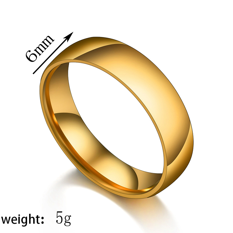 Kissmoon Trendy Roestvrij Staal Hoge Kwaliteit Eenvoudige 6MM Mannen Glanzende Ring voor Vrouwen Paar Wieden Sieraden Banket Party Geschenken