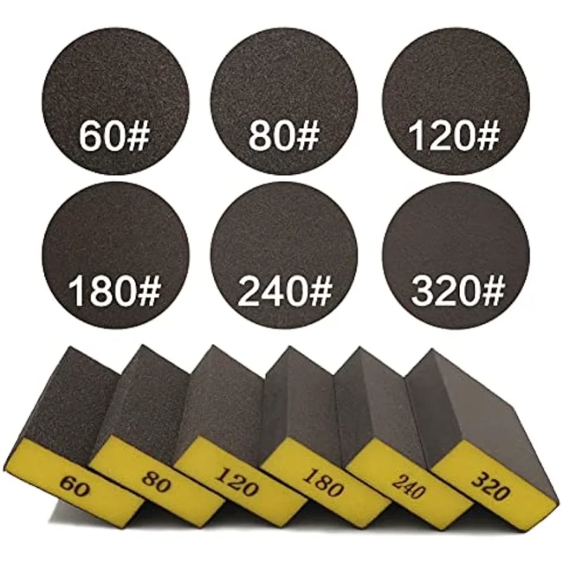 6 PCS Sanding Sponges Grit Sander Sponges for Metal Coarse Medium Fine Grit Sand Paper Brick Sanding Blocks for Wood