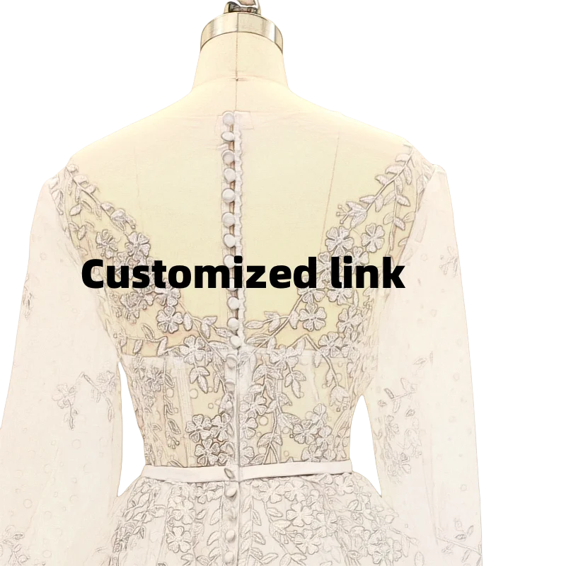 Puffärmel V-Ausschnitt Vestidos De Novia A-Linie Spitze Brautkleider 2025, Applikationen, Vestido De Noiva