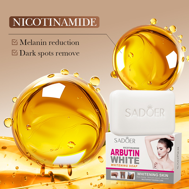SADOER Niacinamid Arbutin Gesichtsseife, feuchtigkeitsspendend, aufhellend, Tiefenreinigung, Körper-Gesichtswaschschaum, Gesichtsreiniger, handgemachte Seife