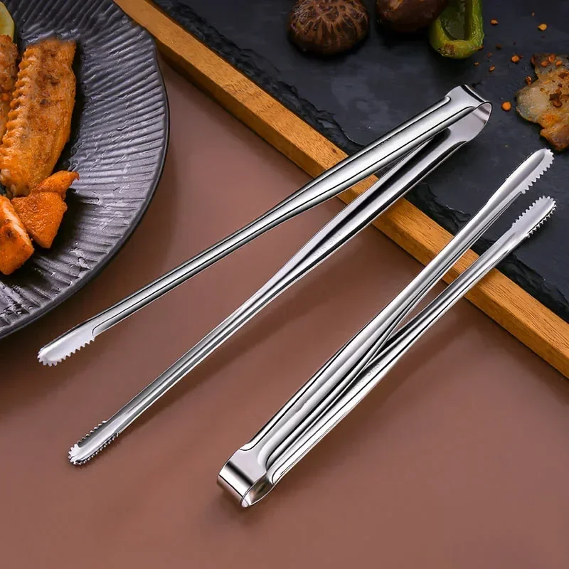 Pinça de grelha de aço inoxidável, clipe de comida para churrasco, bife, pão, utensílios de cozinha, festa, antiderrapante, acessórios de cozinha
