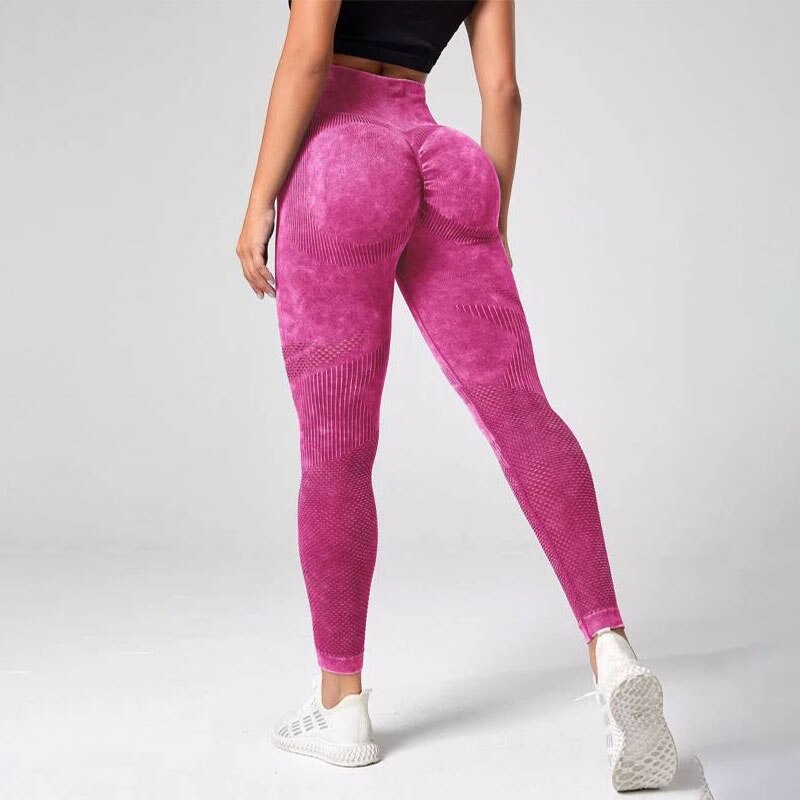 Leggings deportivos básicos con control de barriga y tinte anudado para yoga