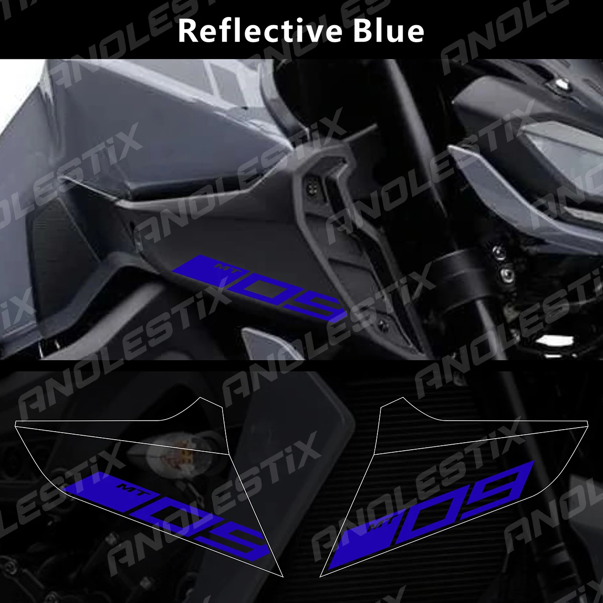 AnoleStix-Juego de logotipo reflectante para motocicleta, calcomanías con emblema de entrada de aire para YAMAHA MT09 MT-09 SP 2017 2018 2019 2020