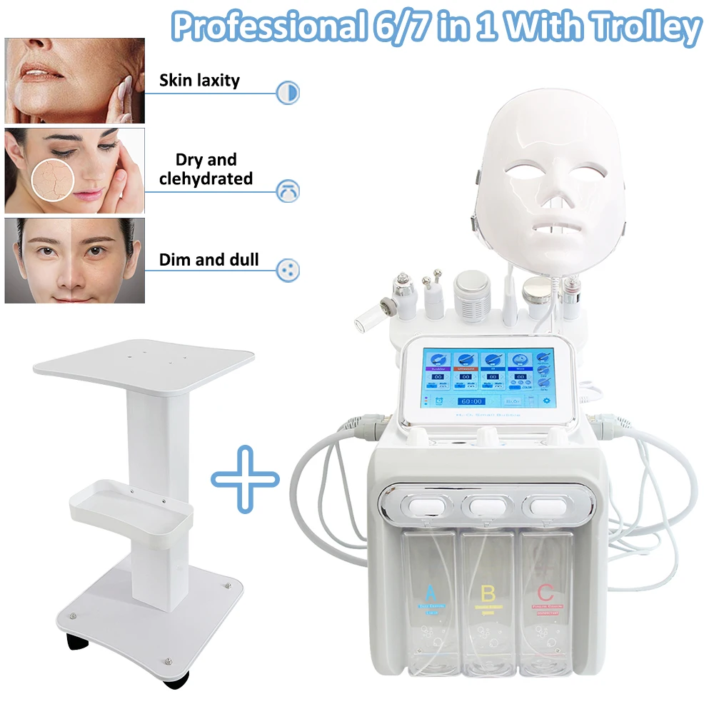 New 7 in 1 Hydro Dermabrasion Facial Machine Water Oxygen Hydrogen Deep Cleansing Auqa Peeling Bio Lifting Blackhead Remove Tool