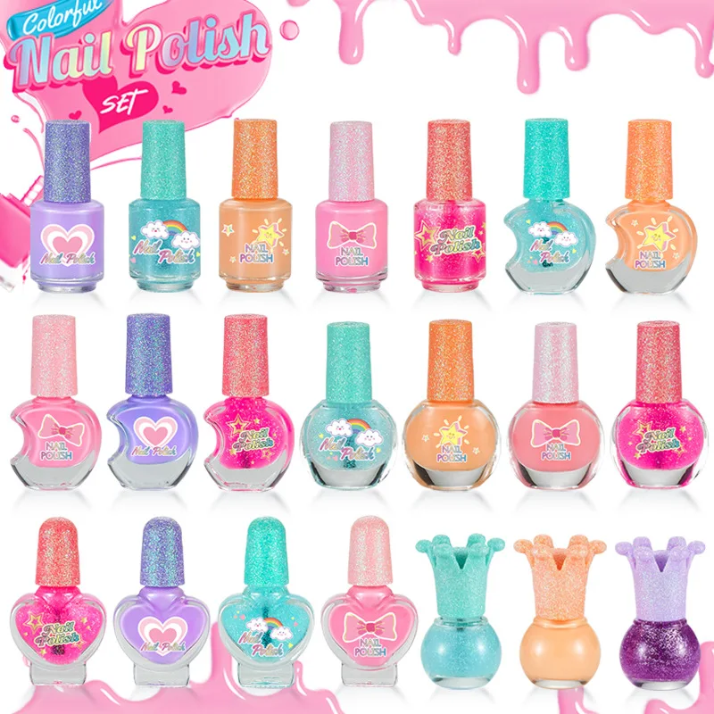 Juego de esmalte de uñas para niños, 5 colores, seguro, no tóxico, a base de agua, pelable, vestido de princesa para niñas, casa de juegos, juguetes para decoración de uñas DIY