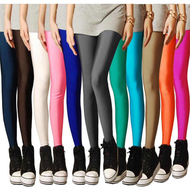 Nuevas mallas de neón de caramelo liso de primavera para mujer, mallas femeninas de alta elasticidad, pantalones, ropa para niña, mallas de talla grande
