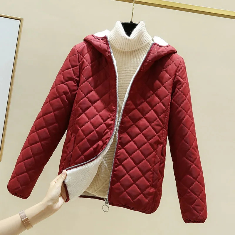 Jaqueta acolchoada de algodão feminino, casaco acolchoado feminino, parka com capuz grosso, rosa, preto, outwear de inverno, novo, 2022