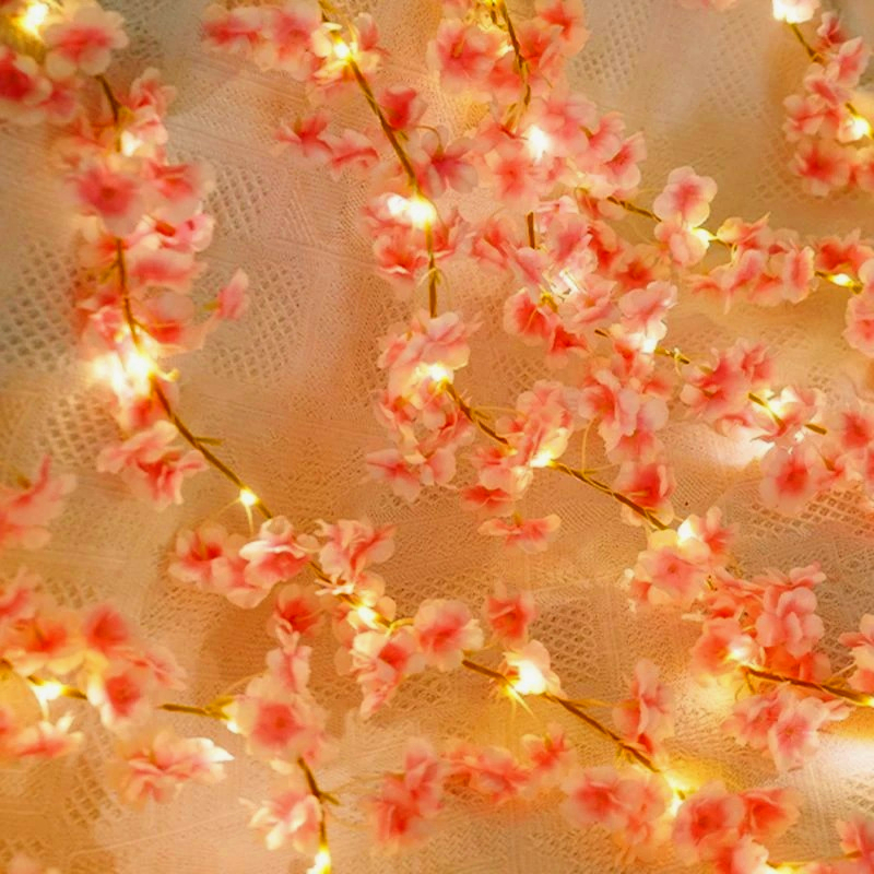 Artificial Sakura Flowers Vine for Wedding Decoration Garden Arch Home Room Decor Party Bridal Fake Silk Outdoor Ornament