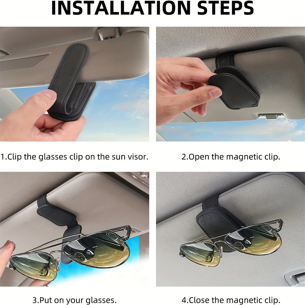 1 PC พรีเมี่ยมรถผู้ถือแว่นตากันแดด Sun Visor คลิป Secure Storage กล่อง,Stylish Driving Organizer สําหรับ Quick Access และ Space-S