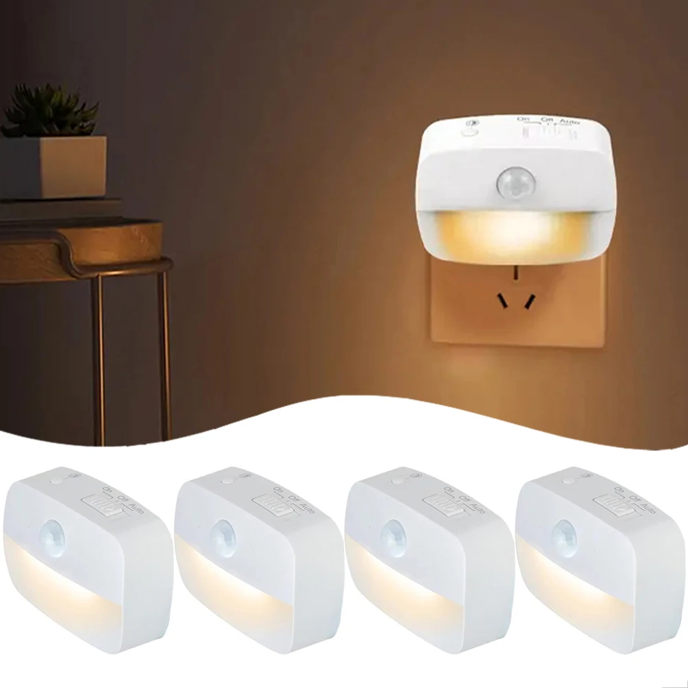 Luz LED nocturna con enchufe europeo, luz con Sensor de movimiento inteligente, lámpara de pared de 220V para el hogar, pasillo, WC, escalera, cocina, dormitorio, lámpara de noche