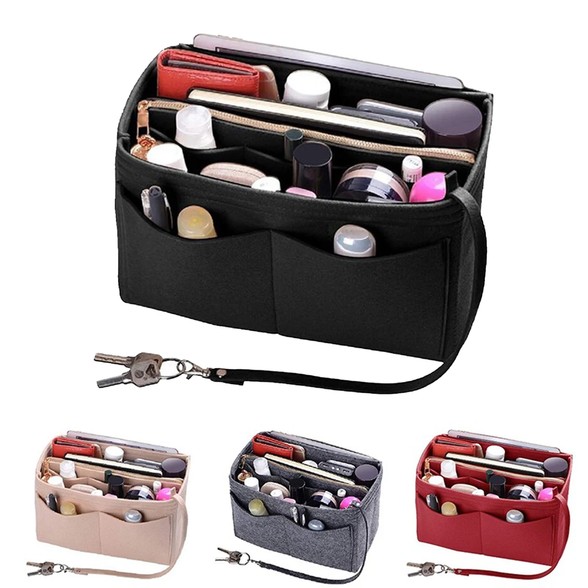 Bolsa de almacenamiento con inserción de fieltro de varios colores, bolsa organizadora en bolsa para bolso, organizador, apto para Speedy Neverfull Tote Bag