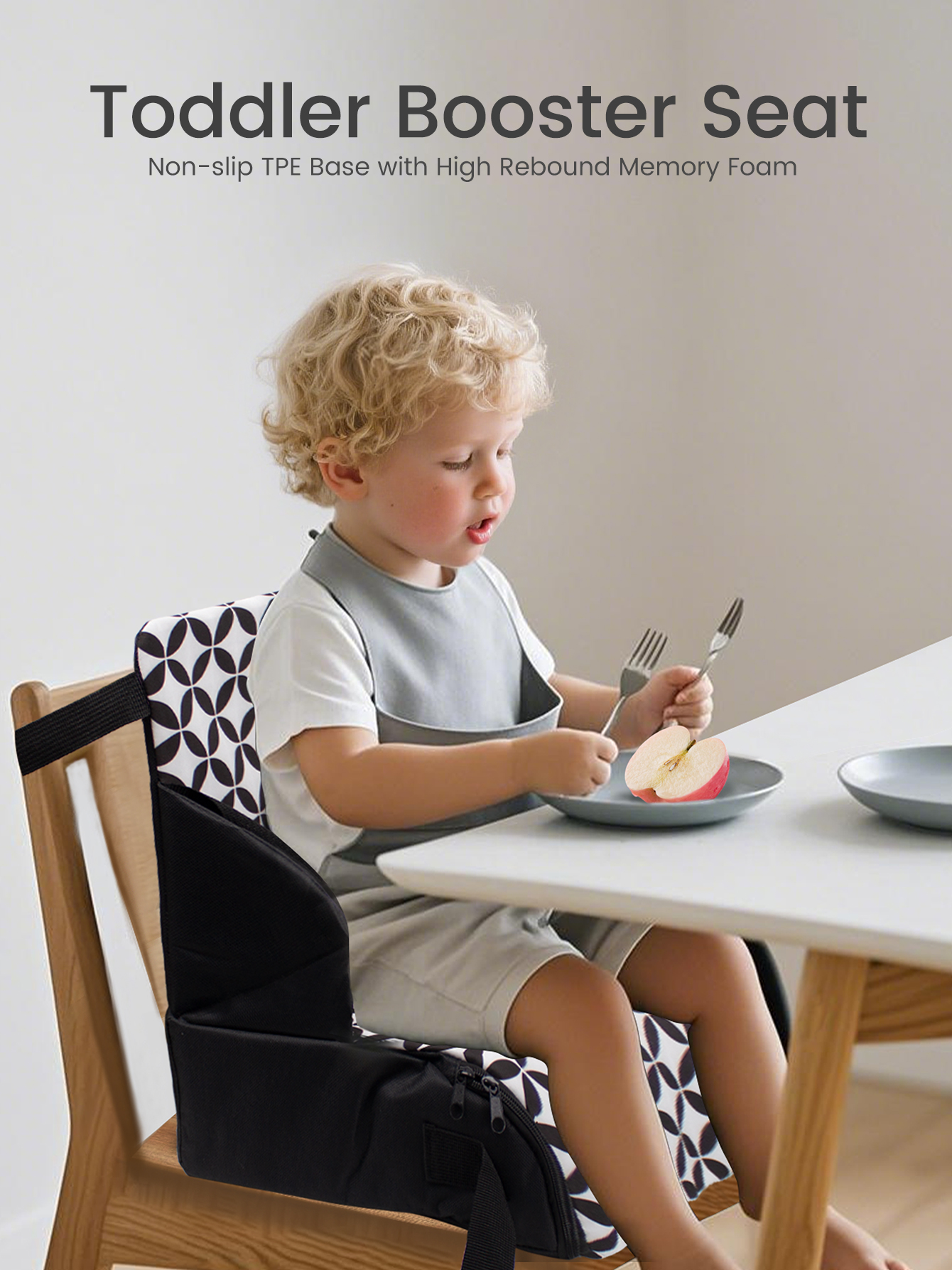 Almofada portátil dobrável para cadeira alta de bebê, assento de viagem para crianças, alças laváveis, fivela, 1 peça