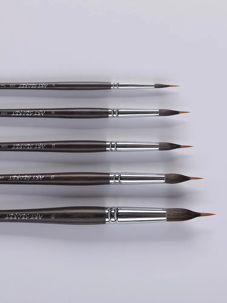 Artsecret Mới Đến Năm 2108 Hai Lớp Lót Vẽ Tranh Màu Nước Bàn Chải Đầu Nhọn Sóc Tóc Phối Nylon Bị Cacbon Hóa Tre Tay Cầm