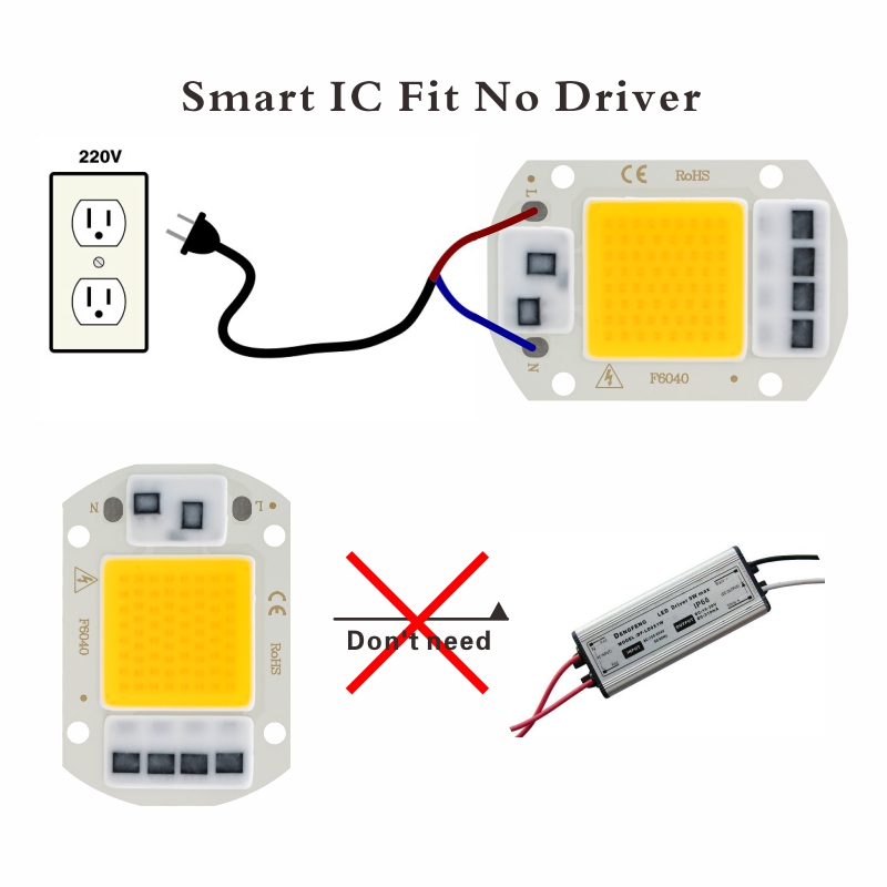 Chip led 110v 220v, 10w 20w 30w 50w, chip cob, sem necessidade de driver, contas de lâmpada led para holofote de luz de inundação, iluminação diy