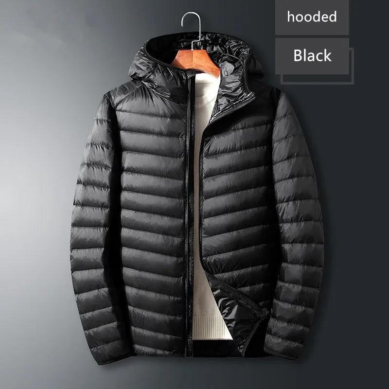 Neue Herren Winter Slim Down Jacke modische warme faltbare wasserdichte wind dichte atmungsaktive Oberbekleidung große Herren Hoodie Jacke