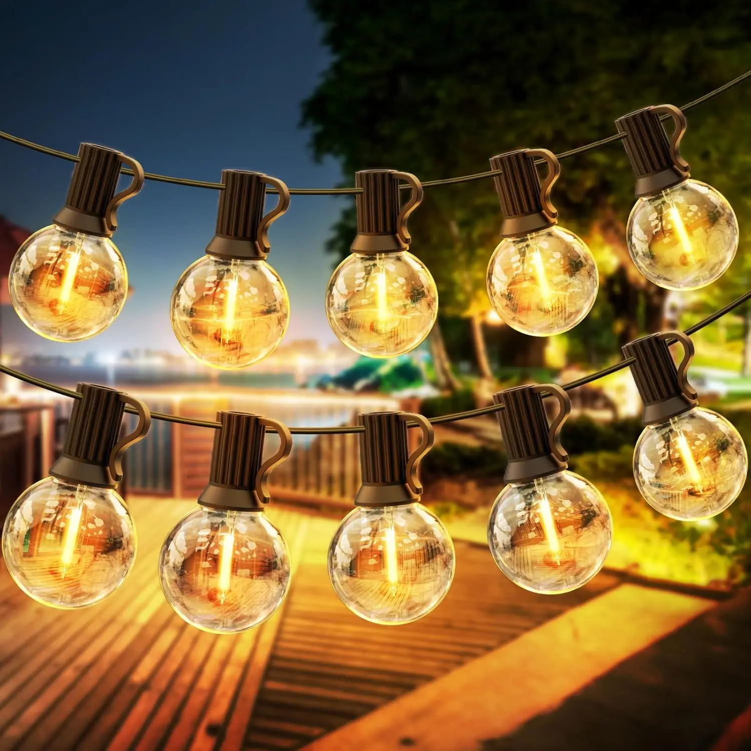 30M/15M/9M G40 LED Globe Lichtslingers Buiten met EU Plug, heldere Plastic Waterdichte Lampen Voor Party Garden Garland Lamp