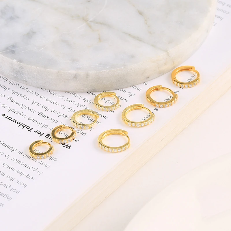2 Chiếc Đồng Hồ Thép Không Gỉ Tối Thiểu Pha Lê Zirconia Vòng Bông Tai Bạc Nhỏ Hiệu Huggie Sụn Bông Tai Xoắn Tragus Trang Sức Khuyên