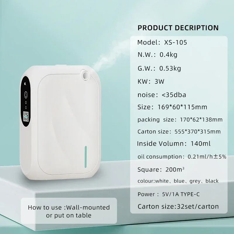 Coverage 200m³ Aroma Diffuser Scent Air Machine Bluetooth APP Control Fragrance Diffuser Smell Distributor for Home Fragrance
