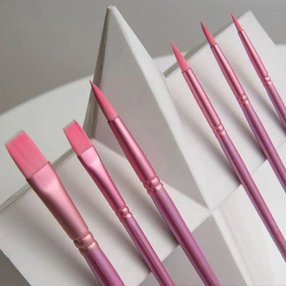 4/6pcs soft hair Painting Brush Set Professional Nylon Watercolor Drawing Brushes Wooden Handle Different Shape