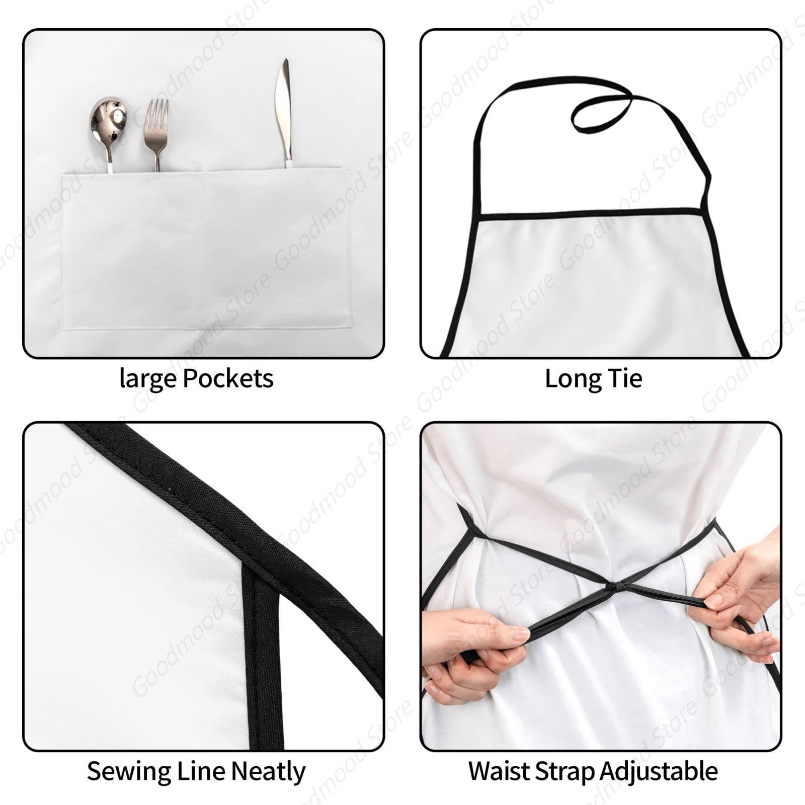 Celemek koki Wajah Pria Wanita, celemek wajah hitam putih dengan saku untuk dapur memasak memanggang