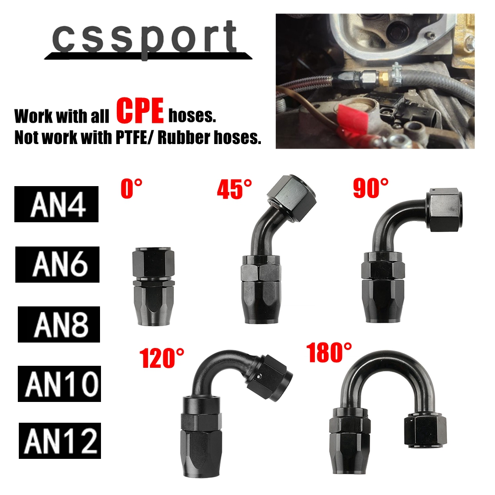 1 Stuk AN4/6/810/12 Straight 0 °/45 °/90 °/180 ° Graden aluminium Swivel Slang Bevestiging Adapter Oil Fuel Line Npt Plug Zwart