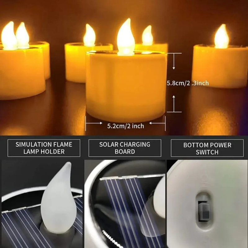 1-6PCS Solar Tee Warmes Licht LED Kerzen Im Freien Wasserdichte Flammenlose Solar Tee Lichter Kerzen für Party garten Home Deco
