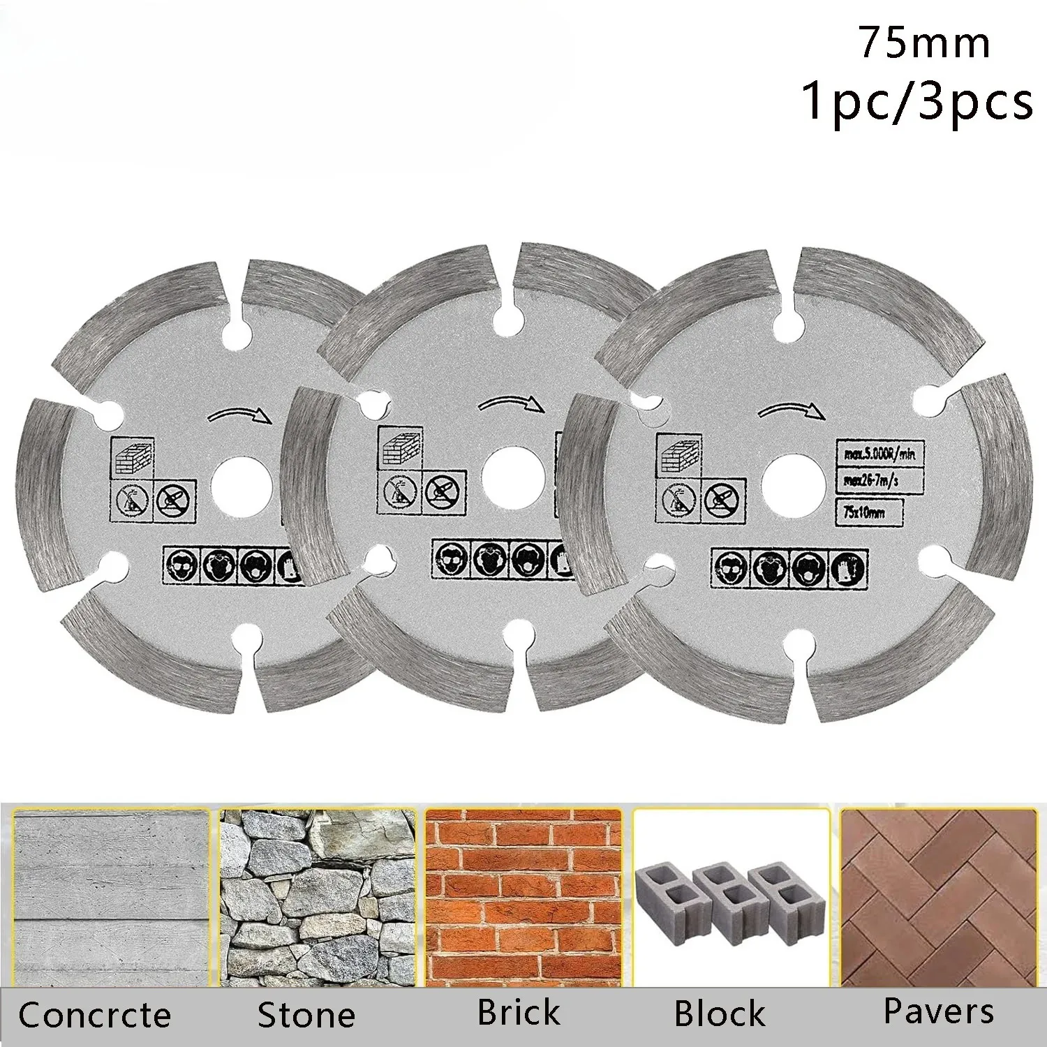 3 "disco de corte de pedra mini lâmina de serra 75mm lâmina de corte de diamante cerâmica concreto corte de mármore para moedor de ângulo 1-3 peças