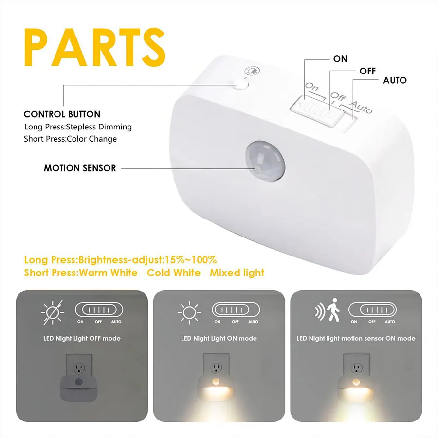 Luce notturna a LED Spina europea con sensore di movimento intelligente Lampada da parete 220V per corridoio domestico WC Corridoio Scala Cucina Camera da letto Lampada da notte