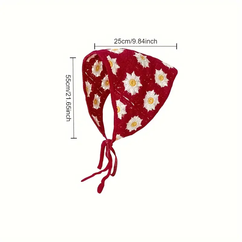 Elegante malha triângulo cachecol bandana para mulheres moda menina morango padrão versátil faixa de cabelo acessório de cabelo